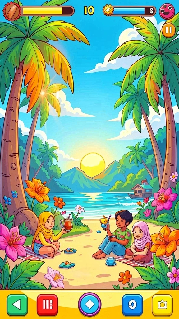 Tampilan awal permainan yang menarik dan penuh warna.